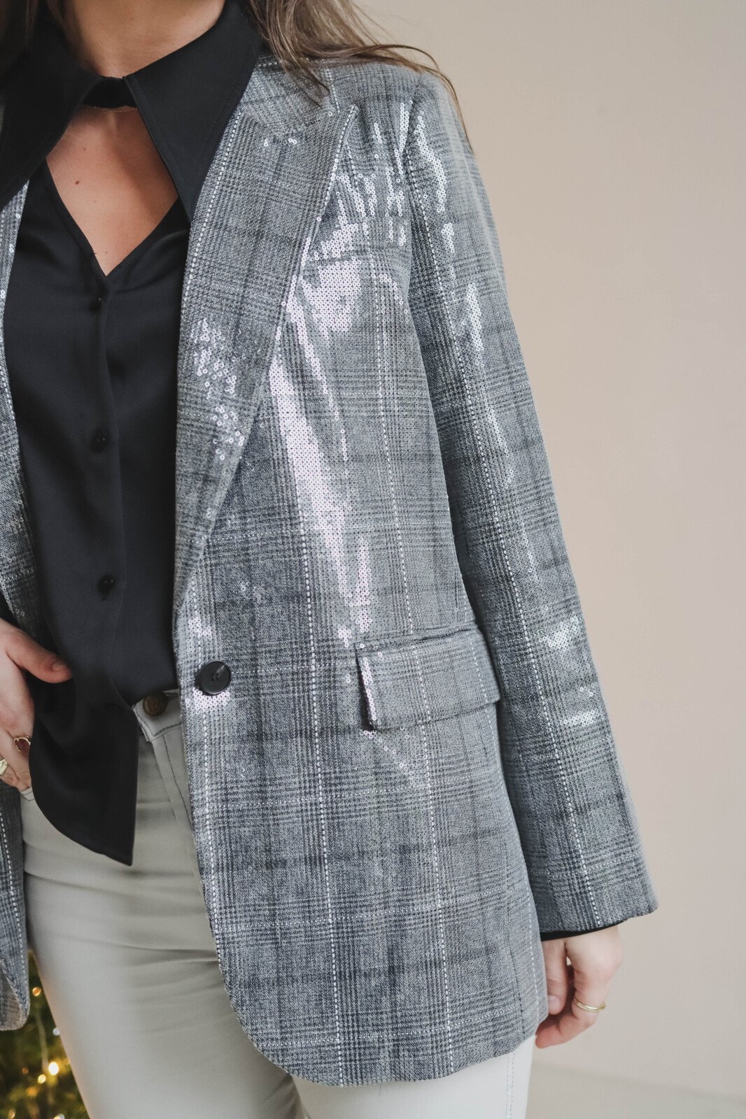 Check Sequin Blazer